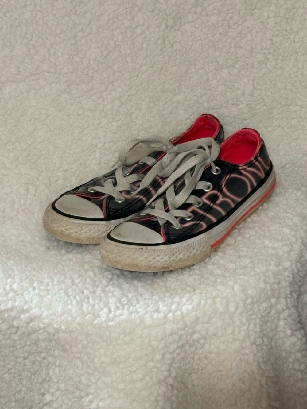 Converse Kids Black Sneakers with Pink Lining